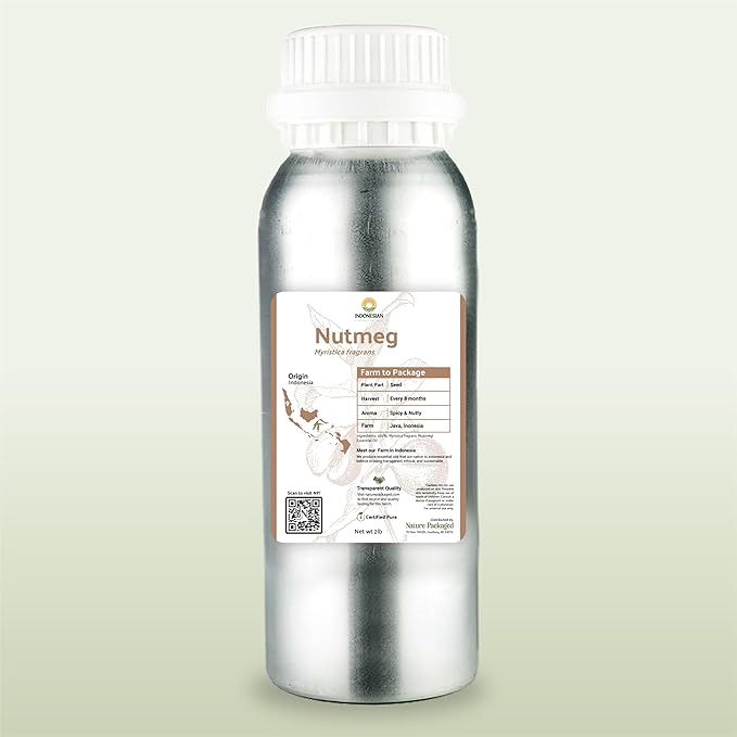 Nutmeg Essential Oil - Direct from Central Java, Indonesia - Pure Essential Oils for Diffusers, Muscle Relief and Aromatherapy | Premium Therapeutic Grade (15ml)