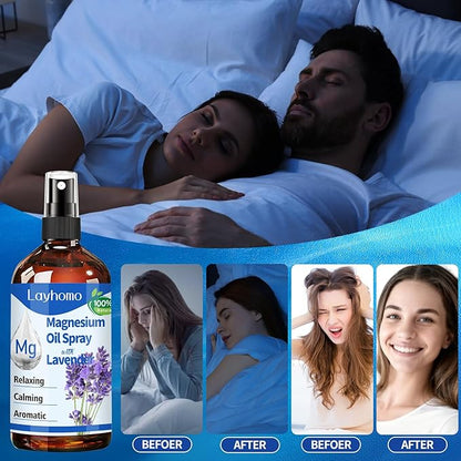 Magnesium Oil for Feet,Pure Magnesium Spray for Sleep,Liquid Topical Athletes Foot Spray Soothing Sore Muscles,Relaxing Leg Cramps Pain Ultra Concentration with Lavender Oil - 200ML