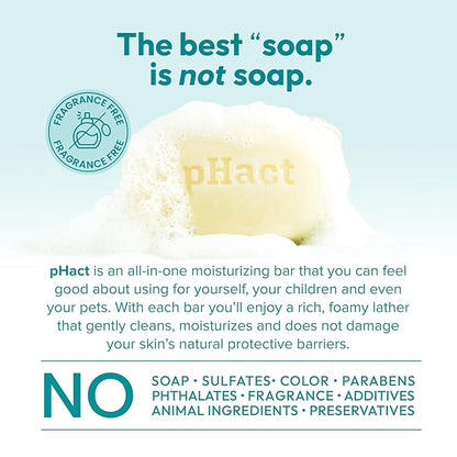 ANDREW LESSMAN pHact Moisture-Rich, Soap-Free Cleansing Bar. Natural Skin pH. Fragrance-Free. All Skin Types - Even Sensitive Skin. Hypoallergenic. Dermatologist Tested. 12 Pack 4.25 oz each