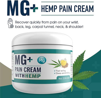 MARS WELLNESS MG+ Hemp Pain Cream (4 oz) - Magnesium & Arnica Cream - 5 Pack