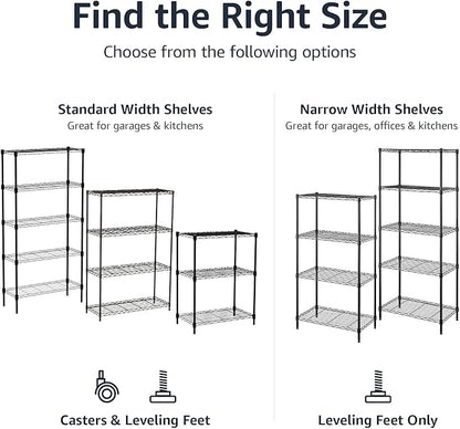 Amazon Basics 5-Shelf Adjustable Heavy Duty Steel Wire Rack Storage Shelving Organizer for Kitchen, Garage, 36" L x 14" W x 72" H, Black