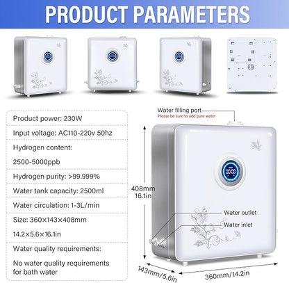 Nano Hydrogen Rich Moisturizing Bubble Bath Machine Above 4000ppd Molecular Hydrogen-Rich Water Bath Spa Bath Machine for Skin Health ﻿