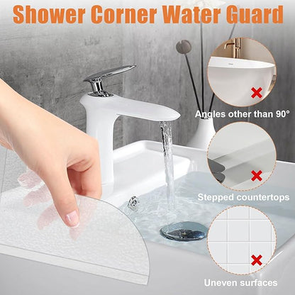 2 Pack Shower Corner Water Guard, Shower Splash Guard Acrylic Self-Adhesive for Bathtub Tub Edges, 8.26×7.28 In Waterproof Curtain Barrier, Bathroom Accessories Water Blocker for Corner Control