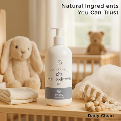 Rowe Casa Organics 2-in-1 Kids Hair & Body Wash with Therapeutic Essential Oils – Fruity Kids Shampoo & Body Wash with Sweet, Bright & Uplifting Scent – 16 Fl. Oz
