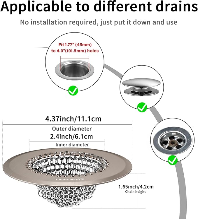 Shower Drain Hair Catcher, Fast Drainage & Easy Clean Bathtub Drain Cover for Regular & Pop-up Drain (Brown)