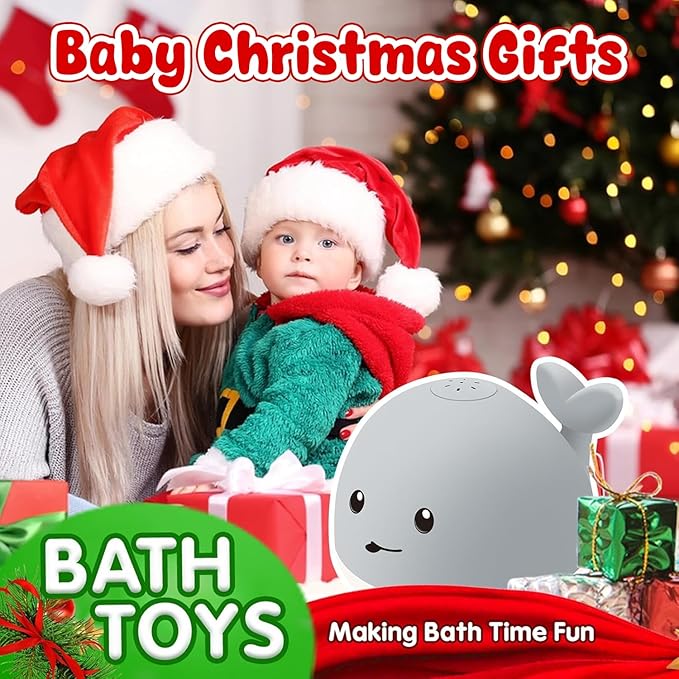 Gigilli Whale Bath Toy Sprinkler, Light Up Bath Toys for Kids Ages 1-3 Infant Baby Toys, Christmas Stocking Stuffers 1 2 3 Year Old, 6-12-18 Months Toddler Bathtub Toys Boys Girls Gifts Birthday Gifts