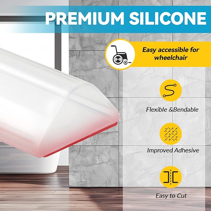 39" Collapsible Shower Threshold Water Dam Shower Barrier Keeps Water Inside Threshold Dry and Wet Separation Retention System Suitable for Bathroom Kitchen Sink Bathtub