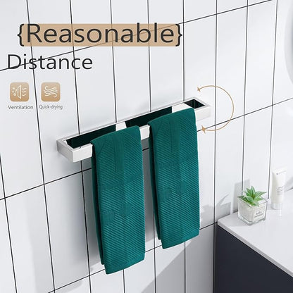 KOKOSIRI Towel Holder Chrome Bath Towel Bar Rack 16-Inch Kitchen Holder Polished Stainless Steel for Bathroom Hardware Wall Mounted, 1 Pack B4008CH-L16