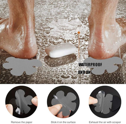 Original Bathtub Stickers Non-Slip, 12PCS Safety Shower Treads Adhesive Appliques with Premium Scraper Grey