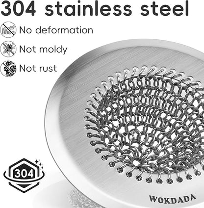 Bathtub Drain Hair Catcher, Fast Drainage Shower Drain Hair Catcher, Reversible 304 Stainless Steel Drain Protector for Pop-Up and Regular Drains of Bathroom(Patented Product)
