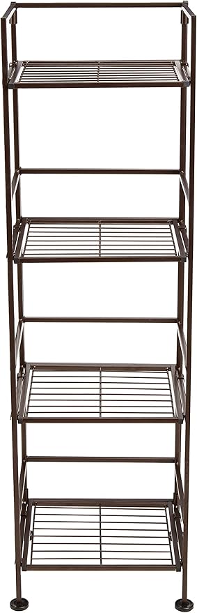 Amazon Basics 4-Tier Iron Towel Shelf for Bathroom, Black, 11.4"L x 11.8"W x 44.5"H