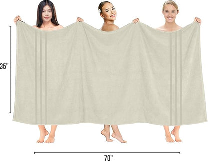RIVERSIDE Pack of 2 Extra Large Bath Sheets 35 x 70 Inches - 100% Ring Spun Cotton Hotel Quality Oversized Bath Towels - Super Soft, Highly Absorbent & Quicker to Dry - Cannoli Cream