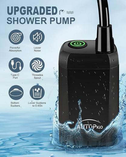 AUTOPkio Portable Camping Shower, Upgraded Outdoor Shower with 6000mAh Rechargeable Battery Pump & Digital Display for Hiking, Travel, Car, Pet Bath, Watering, Emergency