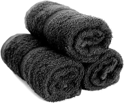 Simpli-Magic Cotton Hand Towels, 16"x27", Black, Not Bleach Proof, 12 Count