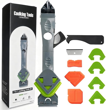 7 in 1 Upgraded Silicone Caulking Tool Kit; Multifunctional Caulk Removal Tools Set,Professional Caulk Scraper Tool for Sealant,Grout and Silicone Smoothing,Silicone Remover for Home Renovation