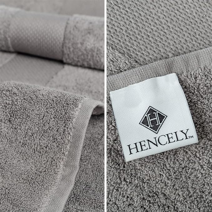 Hencely 18-Piece Bath Towel Set - High Absorbency, Quick Drying - 100% Soft Turkish Cotton - 6 Bath Towels, 6 Hand Towels, 6 Washcloths - Bathroom, Home, Hotel, Spa, and Gym - 18-Pack Gray