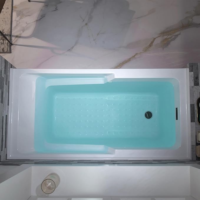 WOODBRIDGE 54" Acrylic Rectangular Alcove Soaking Bathtub in White with Left Drain, Matte Black pop-UP Drain Included BA5430L