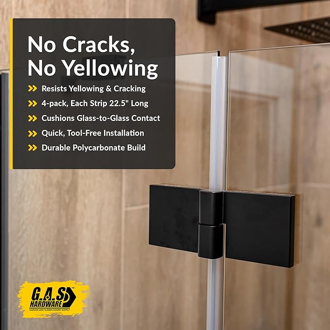3/8" (10mm) Frameless Shower Door Seal – U-Type 22.5" (57.2cm) Ultra-Clear Bottom & Side Drip Rail Sweep Strips, 4 Pieces for Leak Protection, Water Control & Easy DIY Installation