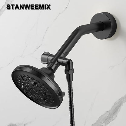 Metal 123 Way Shower Arm Diverter Valve for Handheld Shower Head and Fixed Spray Head, G1/2 Universal Bathroom System Component Replacement Part (Matte Black)