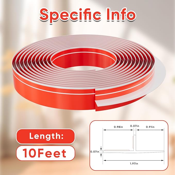 T-Shaped Clear Silicone Weather Stripping Seal Strip - 20Ft 1.96In Wide, Self-Adhesive Door and Window Draft Stopper for Gaps, Energy Saving, Indoor/Outdoor Use, Heavy Duty Door Seal for Side of Door
