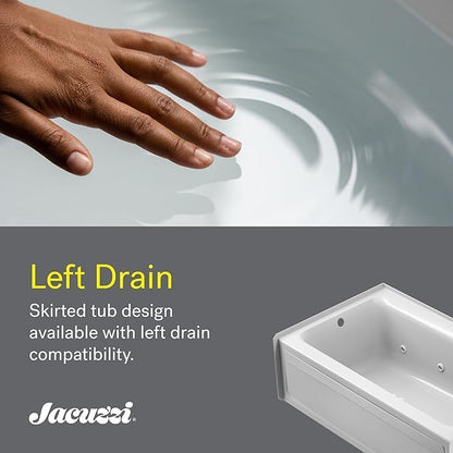 Jacuzzi SIGNATURE Acrylic Drop-In Bathtub, Jet Massage Tub, Slip Resistant, Left Drain Placement, 72" (L) x 36" (W), Rectangle, White