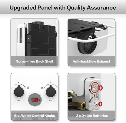 Propane Water Heater, 1.58GPM 6L Portable Tankless Water Heater with Handle & Overheating Protection, Propane Gas, Instant Hot Water for RV Camping, Outdoor Shower (WHITE)