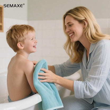SEMAXE 6-Pack Blue Hand Towels - 27"x16" Ultra Soft & Absorbent Cotton Bathroom Set with Hanging Loops, Oeko-Tex Certified