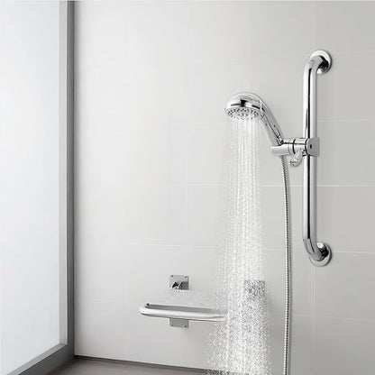 OFFO ADA Handshower Shower Grab Bar Head Holder, Universal Fit 1.25''(32mm) Hand Held Shower Bracket for Handicap Grab Bar, Detachable Bathroom Replacement, 360 Degree Rotation Sprayer Holder, Chrome