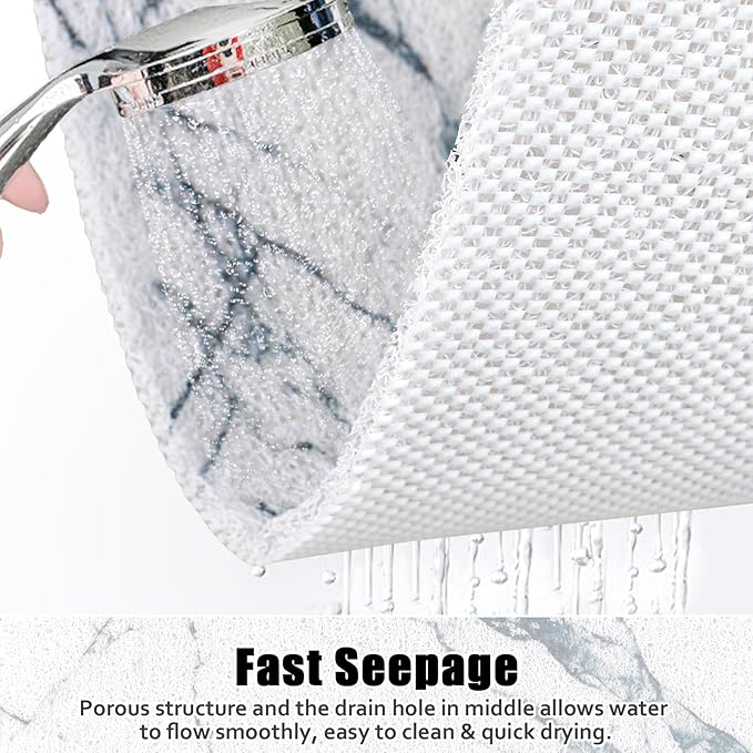Square Shower Mat Non Slip: 24x24 Inch Shower Floor Mat with Drain Hole in Middle, Super Soft and Comfortable PVC Loofah Massage Bath Mat for Shower, Anti Slip Shower Stall Mat, Quick Drying