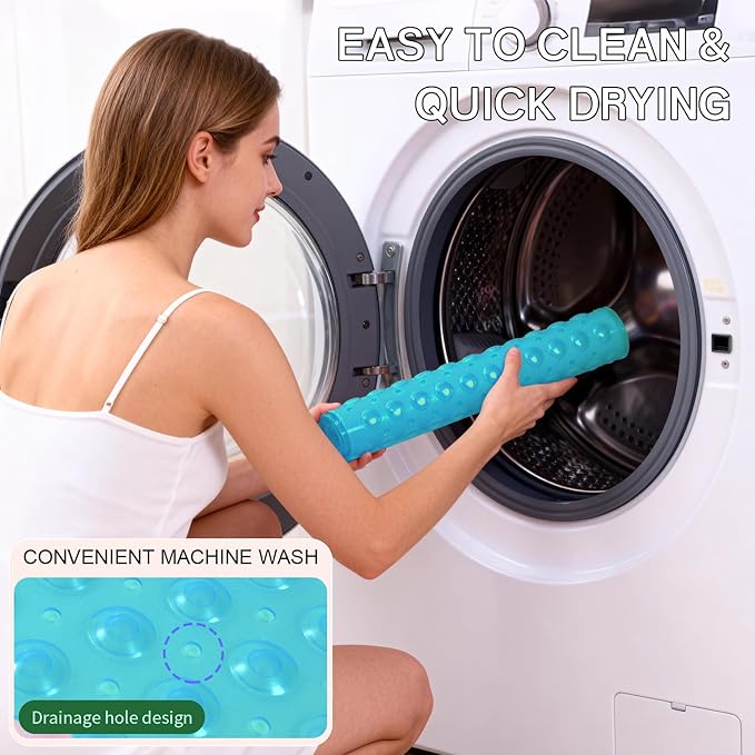 Anti-Slip Bathtub Shower mat, 20.8×20.8（Approximately 53×53cm） inch Soft Oversized Machine Washable Non-Slip Bathtub mat with Drainage Holes, Bathroom Floor Suction Cup.（1-Clear Green）