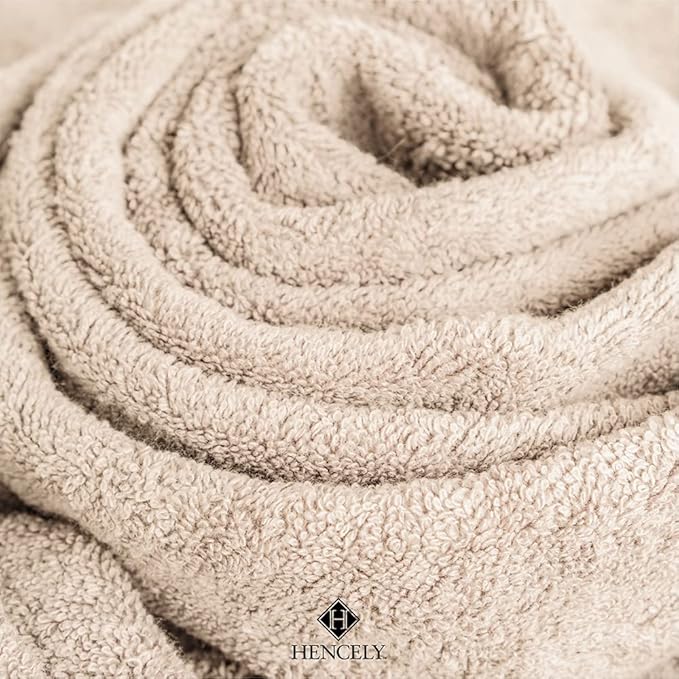 Hencely Luxury Hand Towel - Set of 2 (16x28 Inches) - Soft Turkish Cotton, Absorbent, Quick-Drying Face, Body, Kitchen, and Bathroom Towel (Hand Towels 2 Pack, Beige)
