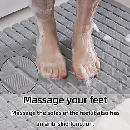 Anti-Slip Bath Bathtub Mat 27.5 x 15.7 inches Bathroom Anti-Slip Home Bathroom Shower Drain Slip-Resistant Suction Cup Mat Bathtub Massage Foot Mat Washable Quick-Dry