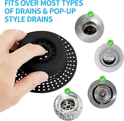 Bathtub Drain Hair Catcher, Shower Hair Drain Catcher Upgraded Protector with Silicone & Stainless Metal Designed for Pop-Up and Regular, Effective Without Slowing Drainage