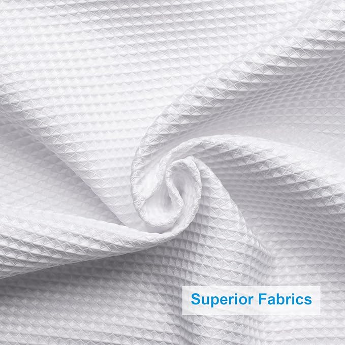 AmazerBath White Shower Curtain 72x74 Inches, Waffle Shower Curtains for Bathroom, Cloth Shower Curtain Fabric Heavy Duty 240GSM, Thick Bathroom Shower Curtains Hotel Quality, Premium Polyester