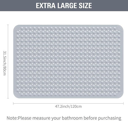 Yolife Extra Large TPE Shower Mat, 47.2" L x 31.5" W Anti Slip Bath Mat with Drain Holes and Suction Cups, Large Size Mat More Suitable for Shower Stall, No Odor, Heavy Mat