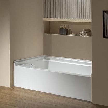 WOODBRIDGE 60” x 32” Alcove Soaking Bathtub in white with Left-Hand Drain Hole