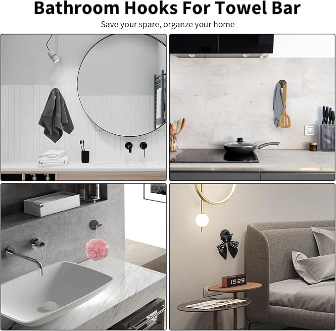 Newfun 8-Pieces 24" Bathroom Hardware Set, Bathroom Accessory Set, Includes 24" Adjustable Bath Towel Bar, Towel Rings Wall Mounted, Toilet Paper Holder, Robe Towel Hooks (Matte Black)