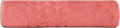 BAGNO MILANO Organic Turkish Cotton Bath Towels, Luxury Jacquard Collection, Certified Organic Highly Absorbent, Soft-Plush Towel Set (Coral Red, Bathsheet)