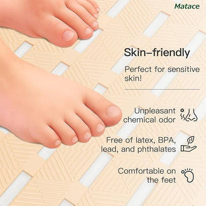 Bathtub Mat Non Slip - for Inside Bath Tub & Shower, Thick & Soft Textured Surface, Fast Drain, No Pooling Water for Better Hygiene, Bathroom Accessories, 27x16 Inch, Beige, Matace