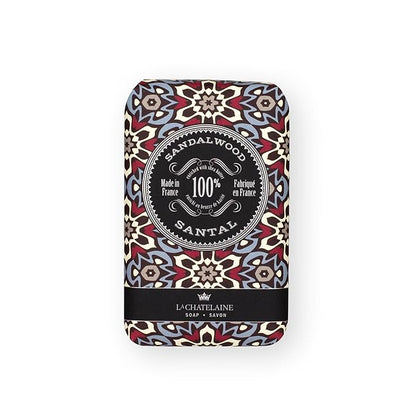 La Chatelaine Soap Supply Tin Gift Set |Unisex, Men, Women| Plant-based shea butter bar soaps | Made in France | Natural and Organic | Large soap bars | Set of 6, 8.8 oz./250g bars - Red Mosaic