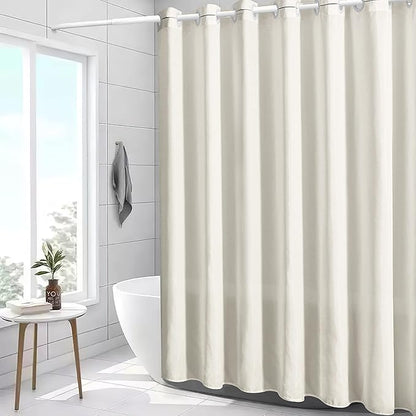 Furlinic Extra Wide No Hook Beige Shower Curtain 108x72 Inch,Polyester Fabric Waterproof Shower Curtain Liner with 14 Plastic Split Grommets,Washable Shower Curtains for Bathroom Hotel Spa Luxury