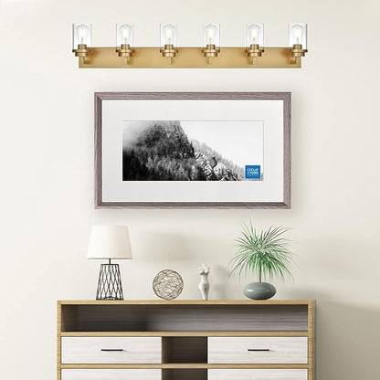 MELUCEE 6-Light Vanity Lights for Bathroom 45.3 Inches Length, Modern Bathroom Light Fixtures Wall Mount with Clear Glass Shade for Vanity Table/Over Sink/Kitchen, E26 Base