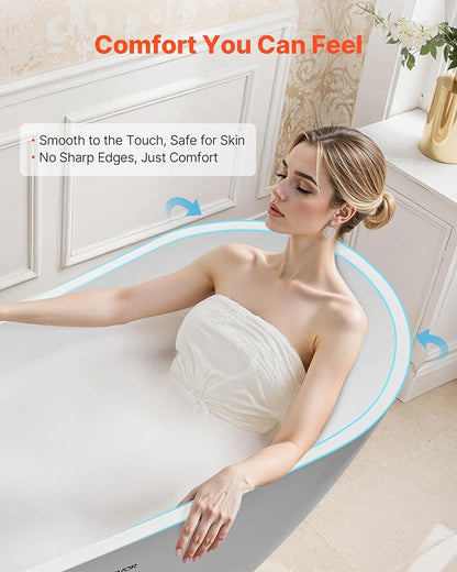 VEVOR Acrylic Freestanding Bathtub, 67 Inch Contemporary Soaking White Tub with Brushed Nickel Overflow and Drain, Elegant Oval Shape Stand Alone Soaker Bathtub for Modern Bathroom or Remodel Project