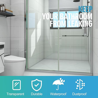 Frameless Shower Door Bottom Seal Shower Sweep with Drip Rail for 1/2" Glass,36" Long, Vinyl, Clear