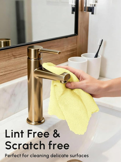 Microfiber Cleaning Cloths Roll, 75 Pack Tear Away Microfiber Towels Roll, 12" x 12" Lint Free Rags, Reusable Cleaning Cloths, Washable, Scratch Free,Ultra Absorbent Dish Rags(Yellow)