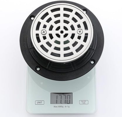 RANDOM Round Shower Drain Brushed Nickel 4 Inch Shower Drain with Adjustable PVC Base Flange,SUS304 Stainless Steel Bathroom Shower Floor Drain with Removable Grid Cover Grate.98768BN-S