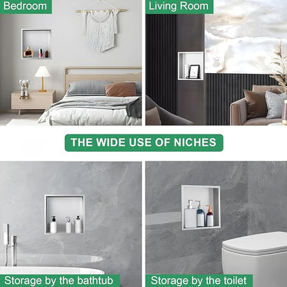 SaniteModar Shower Niche, Stainless Steel Shower Niche 12" X 12" No Tile Needed, Recessed for Bathroom Storage, Brushed Silver (Brushed Silver, 12x12)
