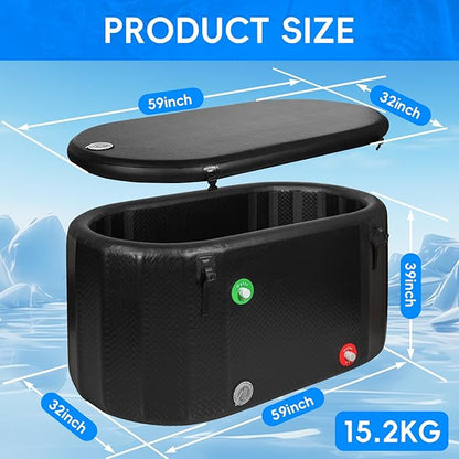 Ice Bath Tub, 216 Gallon Inflatable Cold Plunge Tub with Thermometer and Water-Absorbent Mat, Portable Bath Tub for Outdoor & Indoor Recovery, 59"x32"x29"