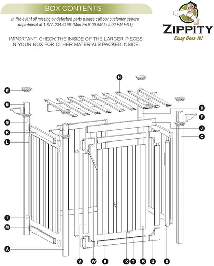 Zippity Outdoor Products Hampton Shower Enclosure - 89"H x 62"W x 47"L White Vinyl Privacy Kit with Door for Pool & Beach, Model ZP19009