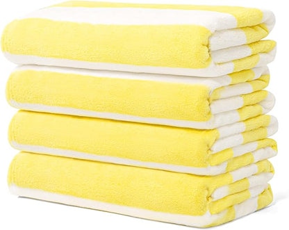 Touchat Beach Towel Oversized,Super Absorbent Sand Free Thick Microfiber Beach Towel (Yellow 4Pack, 30”x60“)